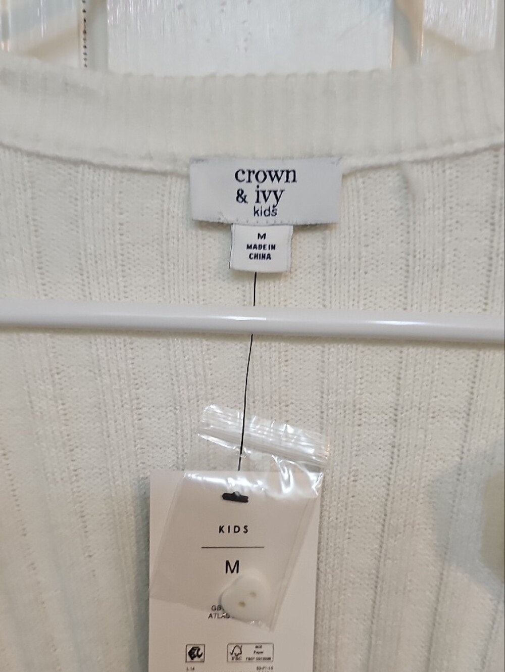 crown & ivy Cream Ruffle-Trim Ribbed Button Cardigan - Picture 3 of 3